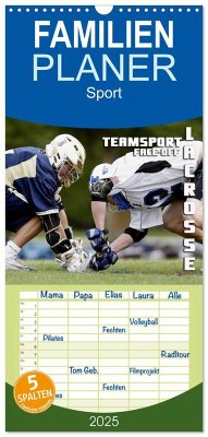 Familienplaner 2025 - Teamsport Lacrosse - Face-off mit 5 Spalten (Wandkalender, 21 x 45 cm) CALVENDO