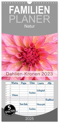 Familienplaner 2025 - Dahlien-Kronen mit 5 Spalten (Wandkalender, 21 x 45 cm) CALVENDO