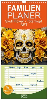 Familienplaner 2025 - Skull Flower - Totenkopf ART mit 5 Spalten (Wandkalender, 21 x 45 cm) CALVENDO