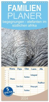 Familienplaner 2025 - begegnungen - elefanten im südlichen afrika mit 5 Spalten (Wandkalender, 21 x 45 cm) CALVENDO