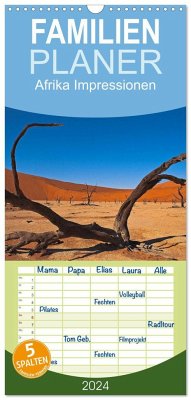 Familienplaner 2025 - Afrika Impressionen. NAMIBIA - SÜDAFRIKA - BOTSWANA mit 5 Spalten (Wandkalender, 21 x 45 cm) CALVENDO