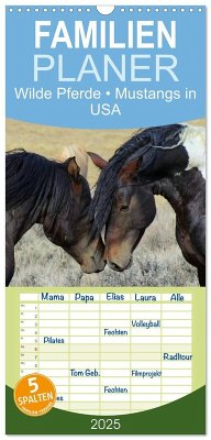 Familienplaner 2025 - Wilde Pferde ¿ Mustangs in USA mit 5 Spalten (Wandkalender, 21 x 45 cm) CALVENDO