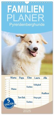 Familienplaner 2025 - Pyrenäenberghunde mit 5 Spalten (Wandkalender, 21 x 45 cm) CALVENDO