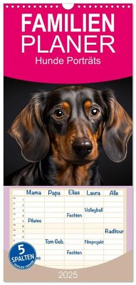 Familienplaner 2025 - Hunde Porträts mit 5 Spalten (Wandkalender, 21 x 45 cm) CALVENDO