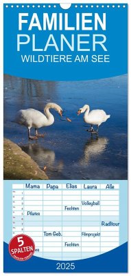 Familienplaner 2025 - WILDTIERE AM SEE mit 5 Spalten (Wandkalender, 21 x 45 cm) CALVENDO - Calvendo;boeTtchEr, U