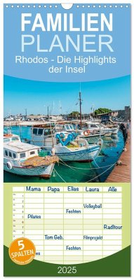 Familienplaner 2025 - Rhodos - Die Highlights der Insel mit 5 Spalten (Wandkalender, 21 x 45 cm) CALVENDO