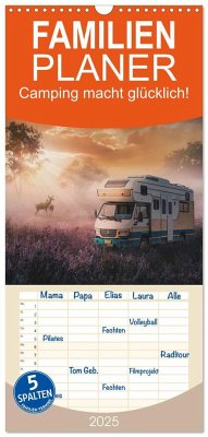 Familienplaner 2025 - Camping macht glücklich! mit 5 Spalten (Wandkalender, 21 x 45 cm) CALVENDO