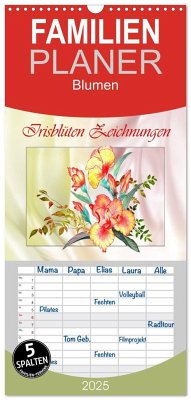 Familienplaner 2025 - Irisblüten Zeichnungen mit 5 Spalten (Wandkalender, 21 x 45 cm) CALVENDO - Calvendo;Djeric, Dusanka