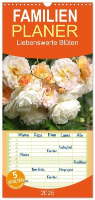 Familienplaner 2025 - Liebenswerte Blüten mit 5 Spalten (Wandkalender, 21 x 45 cm) CALVENDO