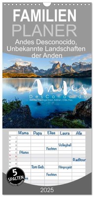 Familienplaner 2025 - Andes Desconocido, Unbekannte Landschaften der Anden mit 5 Spalten (Wandkalender, 21 x 45 cm) CALVENDO