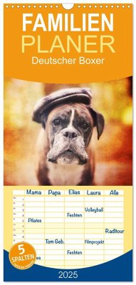 Familienplaner 2025 - Deutscher Boxer mit 5 Spalten (Wandkalender, 21 x 45 cm) CALVENDO