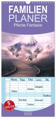 Familienplaner 2025 - Pferde Fantasie mit 5 Spalten (Wandkalender, 21 x 45 cm) CALVENDO