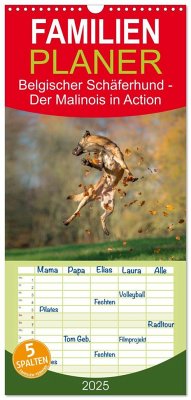 Familienplaner 2025 - Belgischer Schäferhund - Der Malinois in Action mit 5 Spalten (Wandkalender, 21 x 45 cm) CALVENDO - Calvendo;Brandt, Tanja