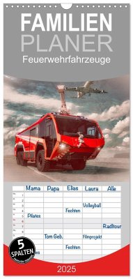 Familienplaner 2025 - Feuerwehrfahrzeuge mit 5 Spalten (Wandkalender, 21 x 45 cm) CALVENDO
