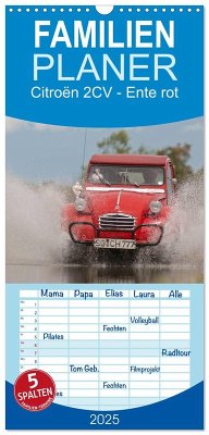 Familienplaner 2025 - Citroën 2CV - Ente rot mit 5 Spalten (Wandkalender, 21 x 45 cm) CALVENDO