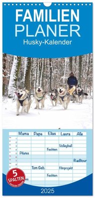 Familienplaner 2025 - Husky-Kalender mit 5 Spalten (Wandkalender, 21 x 45 cm) CALVENDO - Calvendo;andiwolves