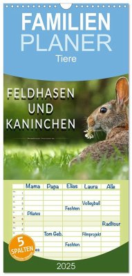 Familienplaner 2025 - Feldhasen und Kaninchen mit 5 Spalten (Wandkalender, 21 x 45 cm) CALVENDO - Calvendo;Roder, Peter
