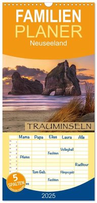 Familienplaner 2025 - Trauminseln Neuseeland mit 5 Spalten (Wandkalender, 21 x 45 cm) CALVENDO