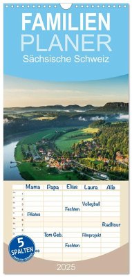 Familienplaner 2025 - Sächsische Schweiz / Geburtstagsplaner mit 5 Spalten (Wandkalender, 21 x 45 cm) CALVENDO