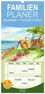 Familienplaner 2025 - Aquarelle - Fischland-Darß mit 5 Spalten (Wandkalender, 21 x 45 cm) CALVENDO