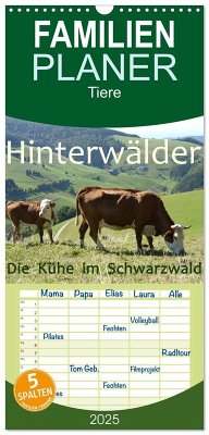 Familienplaner 2025 - Hinterwälder - Die Kühe aus dem Schwarzwald mit 5 Spalten (Wandkalender, 21 x 45 cm) CALVENDO - Calvendo;Goldscheider, Stefanie