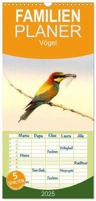 Familienplaner 2025 - Vögel mit 5 Spalten (Wandkalender, 21 x 45 cm) CALVENDO