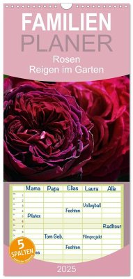 Familienplaner 2025 - Rosen Reigen im Garten mit 5 Spalten (Wandkalender, 21 x 45 cm) CALVENDO