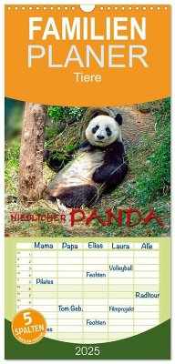 Familienplaner 2025 - Niedlicher Panda mit 5 Spalten (Wandkalender, 21 x 45 cm) CALVENDO