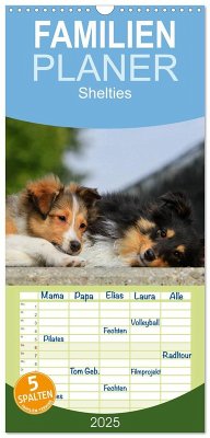 Familienplaner 2025 - Shelties 2025 mit 5 Spalten (Wandkalender, 21 x 45 cm) CALVENDO