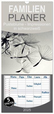 Familienplaner 2025 - Pusteblume - Impressionen in schwarzweiß mit 5 Spalten (Wandkalender, 21 x 45 cm) CALVENDO - Calvendo;Delgado, Julia