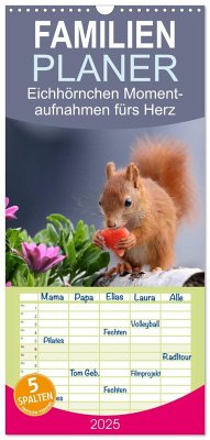 Familienplaner 2025 - Eichhörnchen Momentaufnahmen fürs Herz mit 5 Spalten (Wandkalender, 21 x 45 cm) CALVENDO