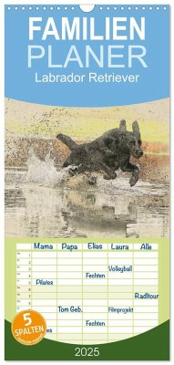 Familienplaner 2025 - Labrador Retriever 2025 mit 5 Spalten (Wandkalender, 21 x 45 cm) CALVENDO