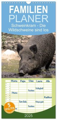 Familienplaner 2025 - Schweinkram - Die Wildschweine sind los mit 5 Spalten (Wandkalender, 21 x 45 cm) CALVENDO - Calvendo;Lindert-Rottke, Antje