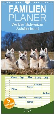 Familienplaner 2025 - Weißer Schweizer Schäferhund mit 5 Spalten (Wandkalender, 21 x 45 cm) CALVENDO
