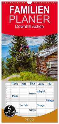 Familienplaner 2025 - Downhill Action mit 5 Spalten (Wandkalender, 21 x 45 cm) CALVENDO