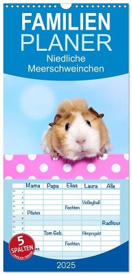 Familienplaner 2025 - Niedliche Meerschweinchen mit 5 Spalten (Wandkalender, 21 x 45 cm) CALVENDO