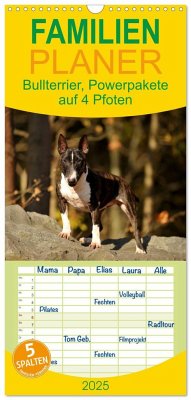 Familienplaner 2025 - Bullterrier, Powerpakete auf 4 Pfoten mit 5 Spalten (Wandkalender, 21 x 45 cm) CALVENDO