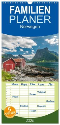 Familienplaner 2025 - Norwegen mit 5 Spalten (Wandkalender, 21 x 45 cm) CALVENDO