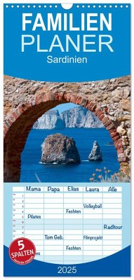 Familienplaner 2025 - Sardinien mit 5 Spalten (Wandkalender, 21 x 45 cm) CALVENDO