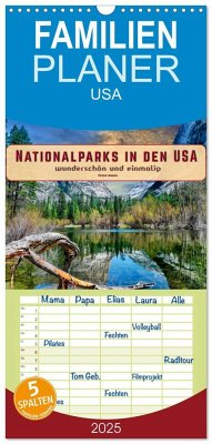 Familienplaner 2025 - Nationalparks in den USA - wunderschön und einmalig mit 5 Spalten (Wandkalender, 21 x 45 cm) CALVENDO