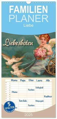 Familienplaner 2025 - Liebesboten mit 5 Spalten (Wandkalender, 21 x 45 cm) CALVENDO