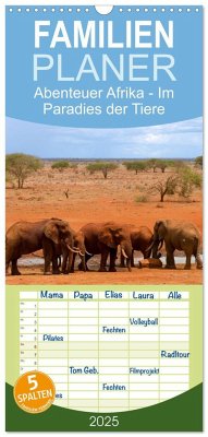 Familienplaner 2025 - Abenteuer Afrika - Im Paradies der Tiere mit 5 Spalten (Wandkalender, 21 x 45 cm) CALVENDO