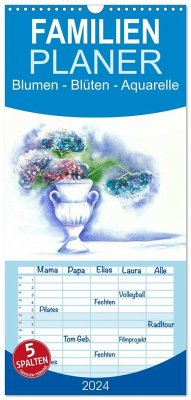Familienplaner 2025 - Blumen Blüten Aquarelle mit 5 Spalten (Wandkalender, 21 x 45 cm) CALVENDO - Calvendo;Krause, Jitka