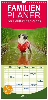 Familienplaner 2025 - Der Feldfurchen-Mops mit 5 Spalten (Wandkalender, 21 x 45 cm) CALVENDO