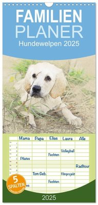 Familienplaner 2025 - Hundewelpen 2025 mit 5 Spalten (Wandkalender, 21 x 45 cm) CALVENDO