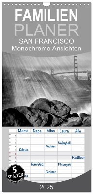 Familienplaner 2025 - SAN FRANCISCO Monochrome Ansichten mit 5 Spalten (Wandkalender, 21 x 45 cm) CALVENDO