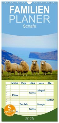 Familienplaner 2025 - Schafe mit 5 Spalten (Wandkalender, 21 x 45 cm) CALVENDO