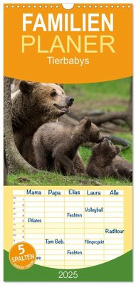 Familienplaner 2025 - Tierbabys 2025 mit 5 Spalten (Wandkalender, 21 x 45 cm) CALVENDO