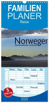 Familienplaner 2025 - Norwegen atemberaubende Landschaft mit 5 Spalten (Wandkalender, 21 x 45 cm) CALVENDO