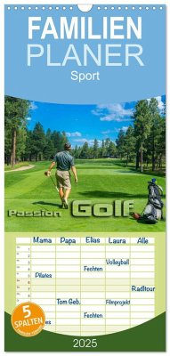 Familienplaner 2025 - Passion Golf mit 5 Spalten (Wandkalender, 21 x 45 cm) CALVENDO